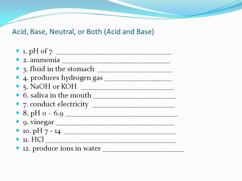 Acid, Base, Neutral, or Both (Acid and Base)