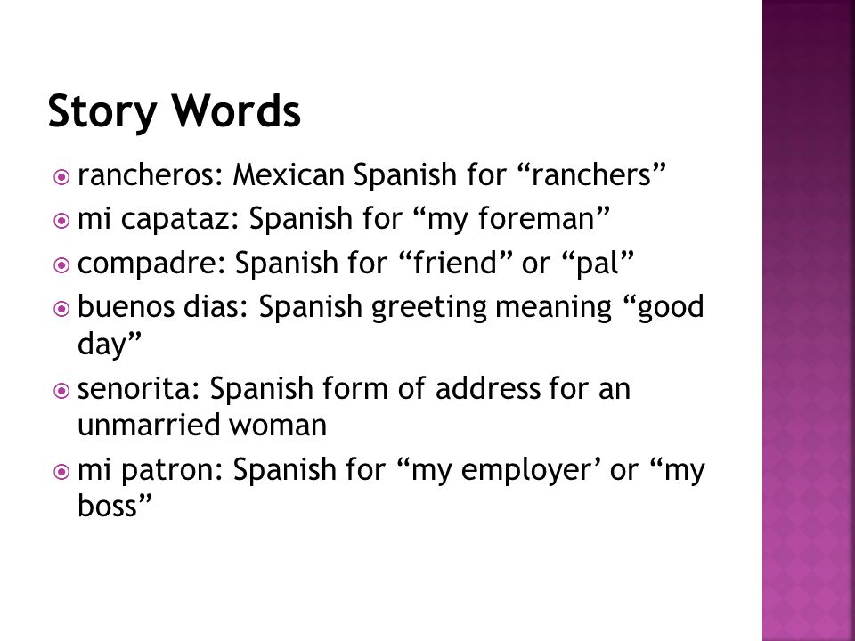 Story Words rancheros: Mexican Spanish for ranchers