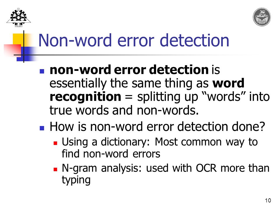 Non-word error detection
