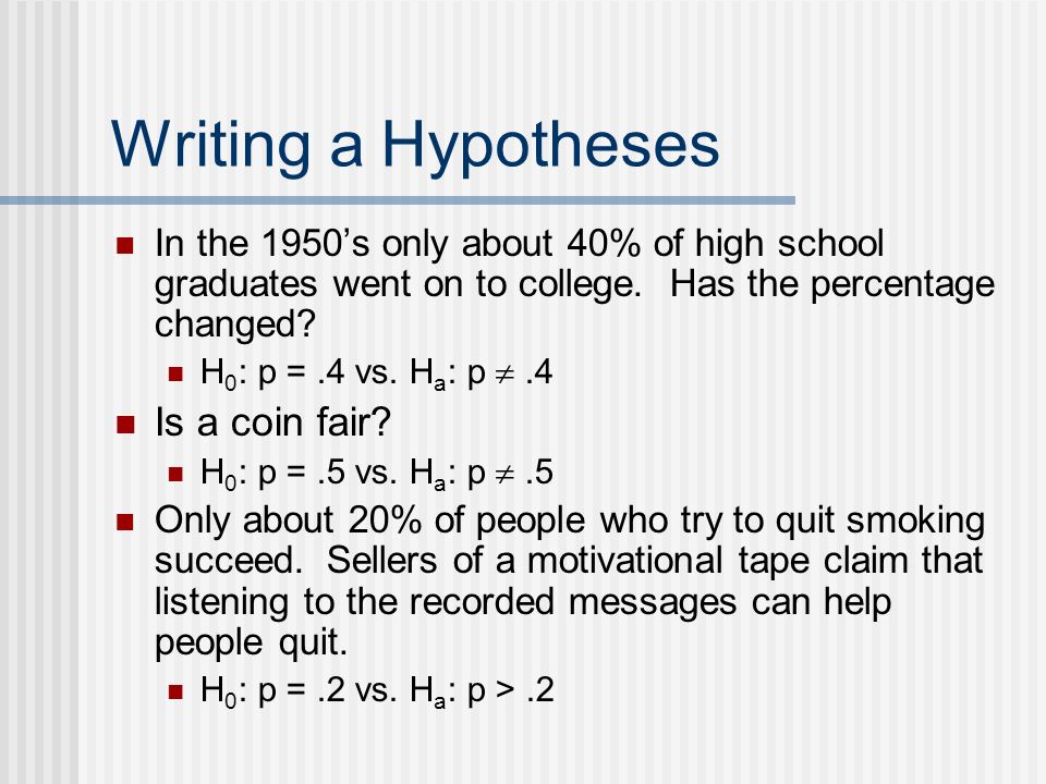 Writing a Hypotheses Is a coin fair
