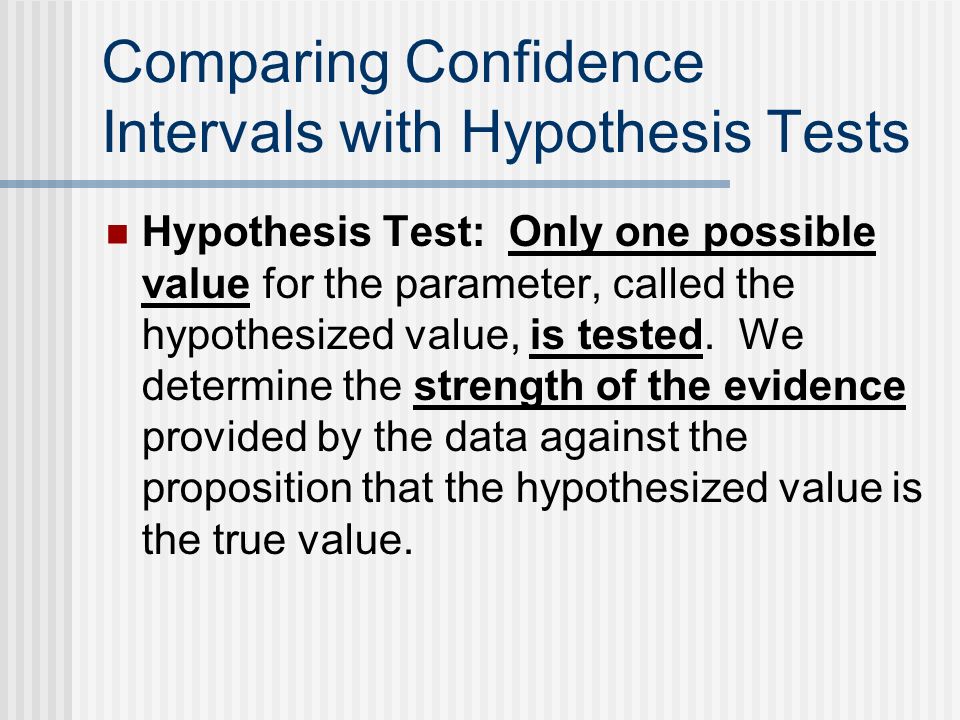 Comparing Confidence Intervals with Hypothesis Tests