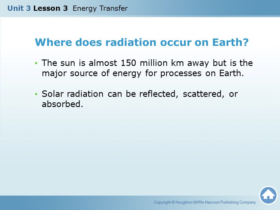Where does radiation occur on Earth