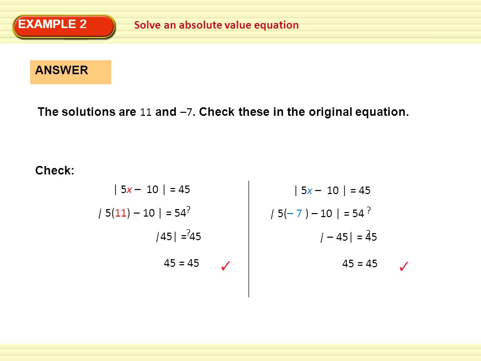 Solve an absolute value equation