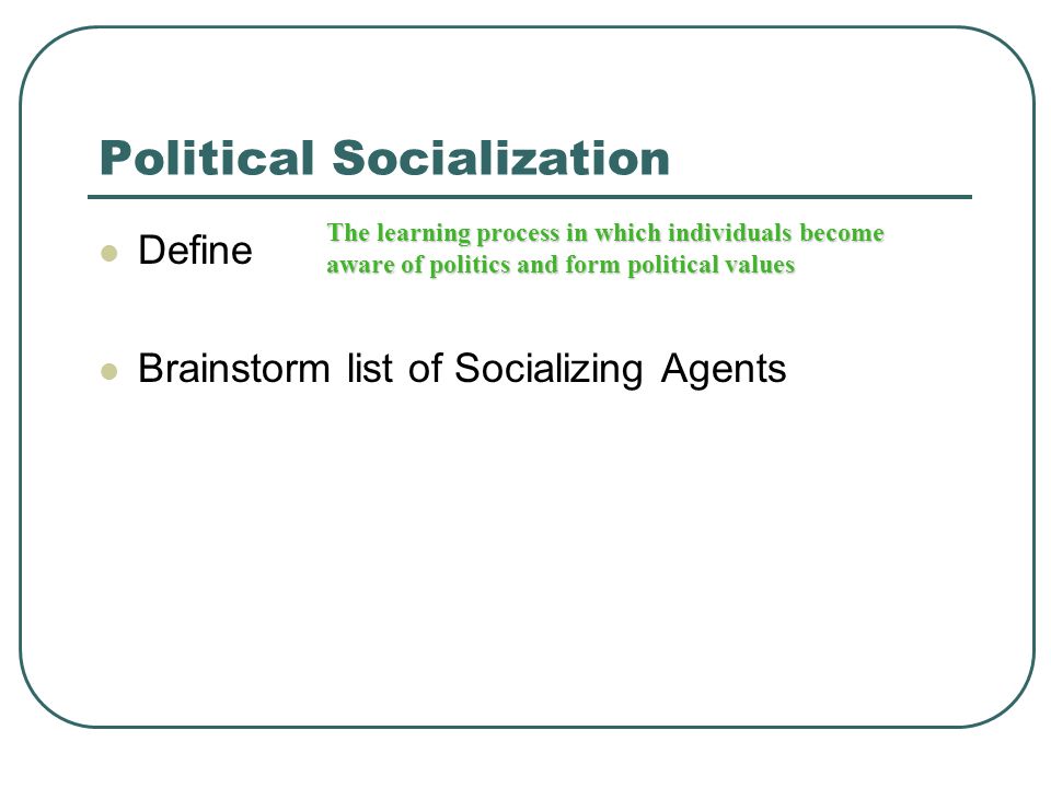 define political socialization