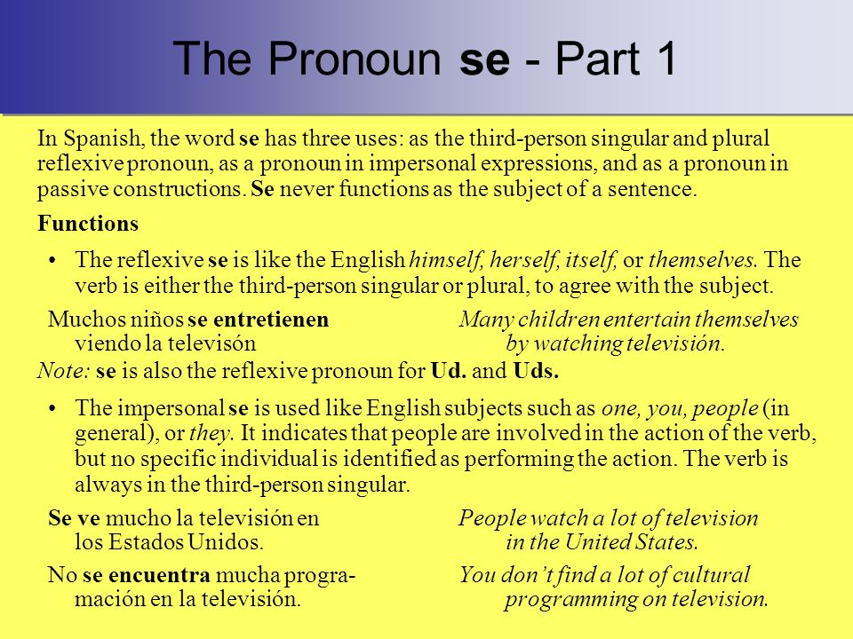 The Pronoun se - Part 1