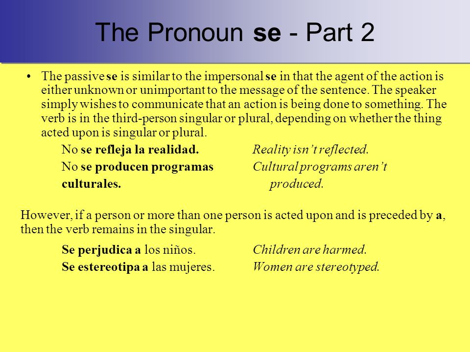 The Pronoun se - Part 2