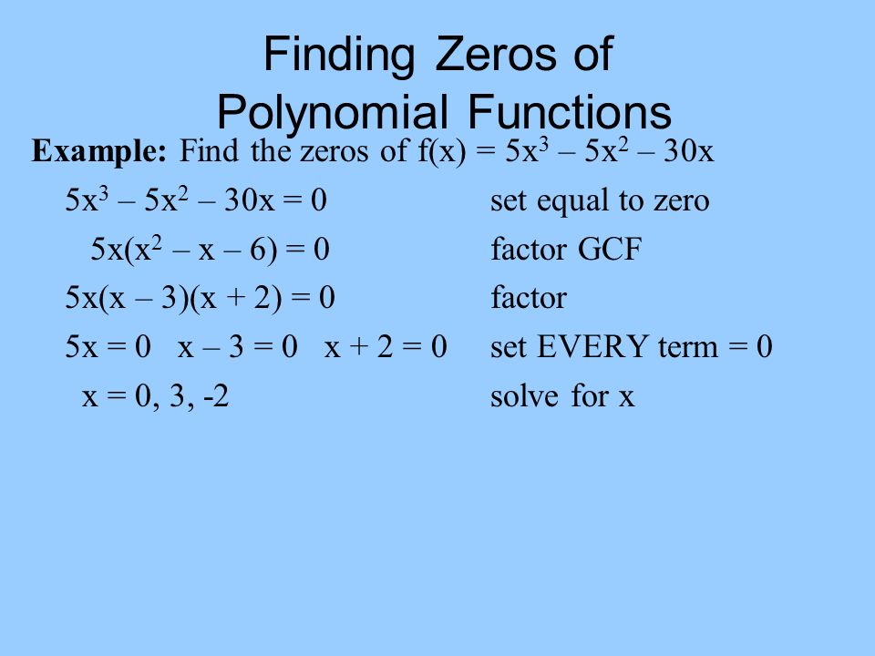 Finding Zeros of Polynomial Functions