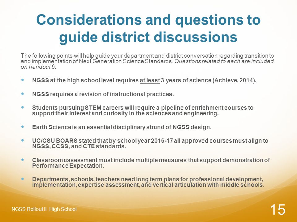 Implementation Of Ngss In High Schools Ppt Download