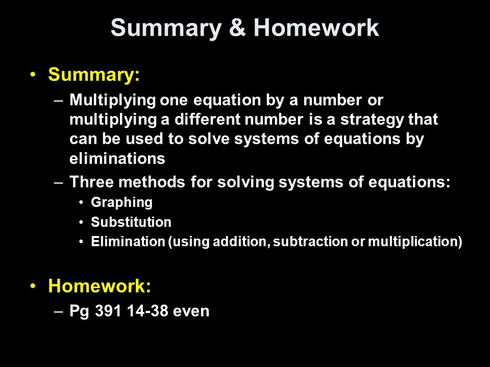 Summary & Homework Summary: Homework: