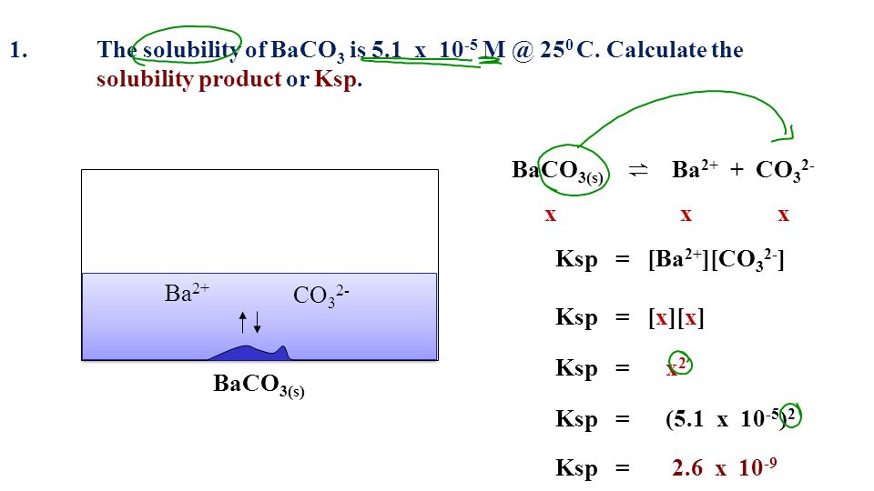 1. The solubility of BaCO3 is 5. 1 x C. Calculate the