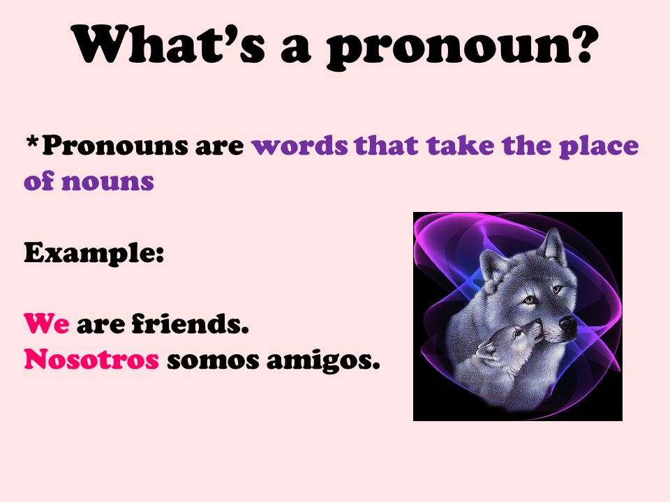 What’s a pronoun *Pronouns are words that take the place of nouns