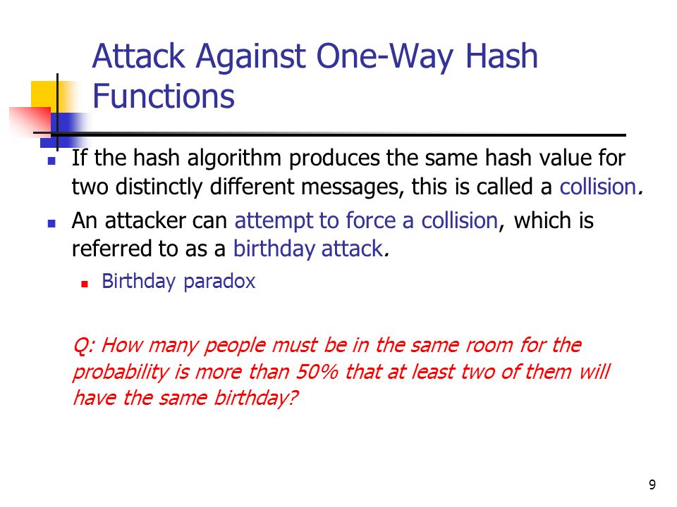Attack Against One-Way Hash Functions