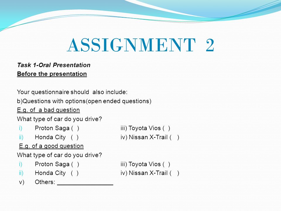 ASSIGNMENT 2 Task 1-Oral Presentation Before the presentation