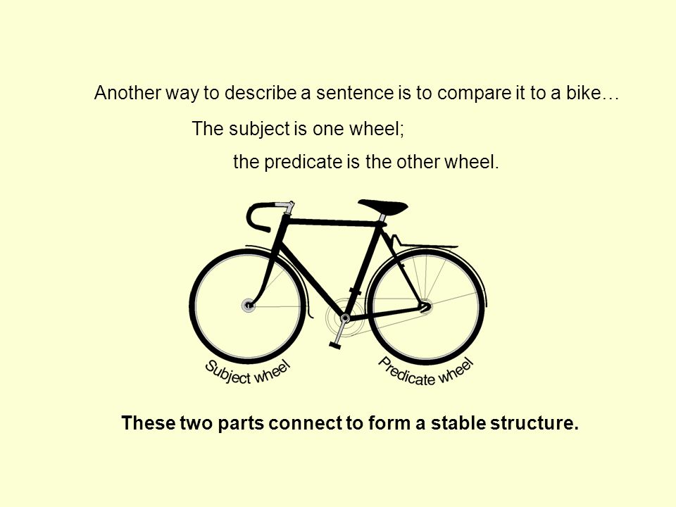 Another way to describe a sentence is to compare it to a bike…