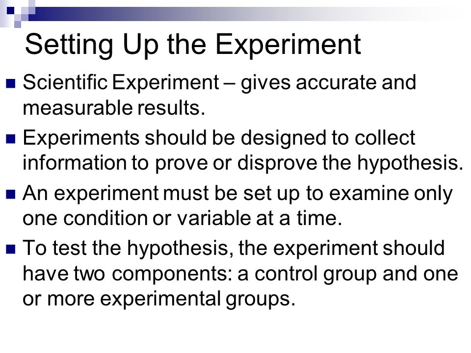 Setting Up the Experiment