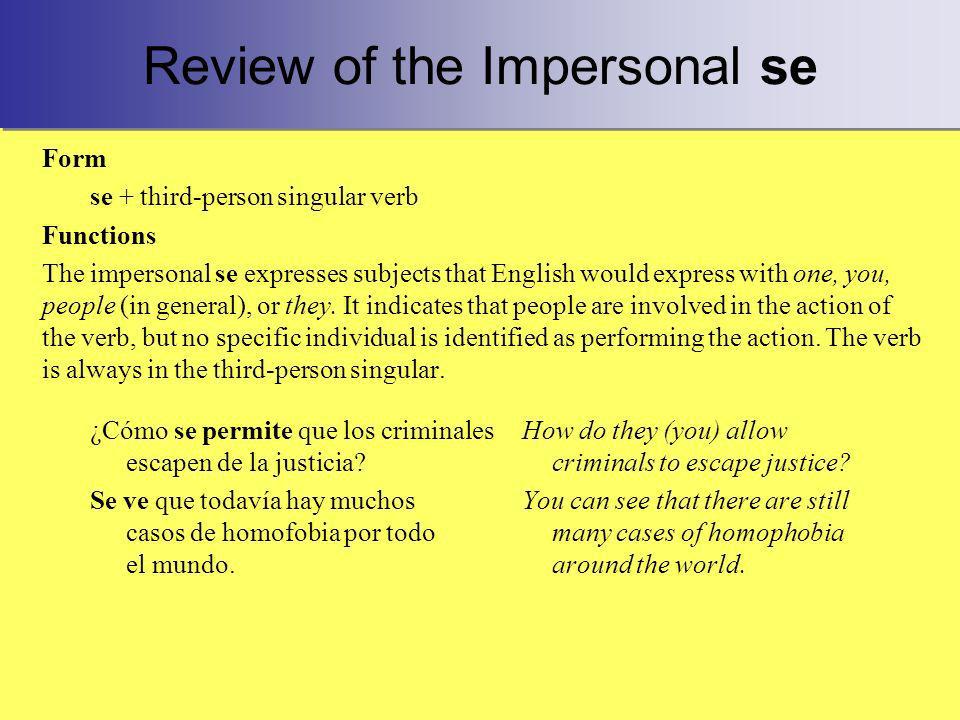 Review of the Impersonal se
