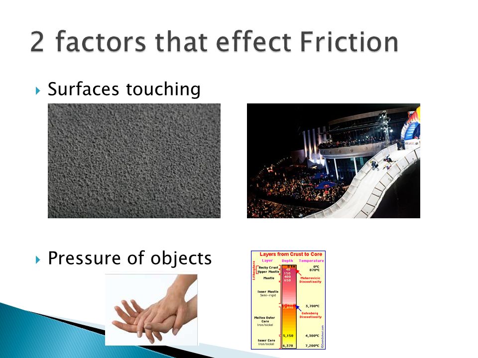 2 factors that effect Friction