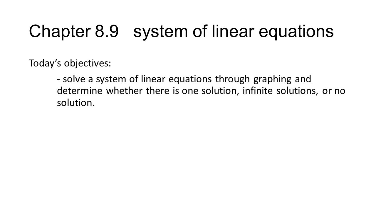 Chapter 8.9 system of linear equations
