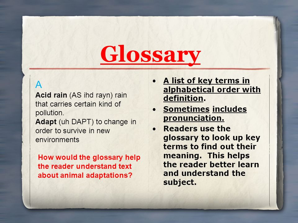 Glossary A A list of key terms in alphabetical order with definition.