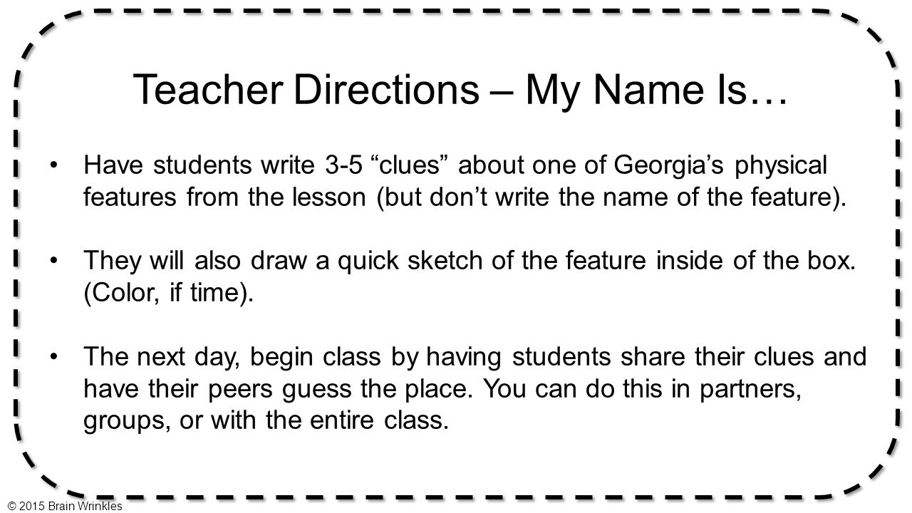 Teacher Directions – My Name Is…