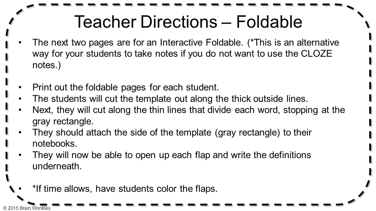 Teacher Directions – Foldable