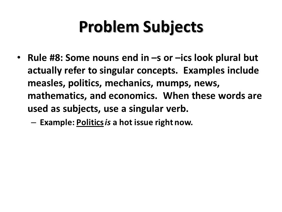 Problem Subjects