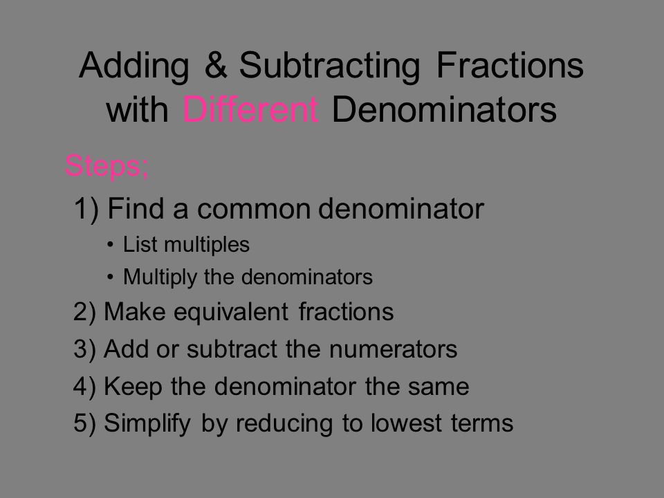 Adding & Subtracting Fractions with Different Denominators