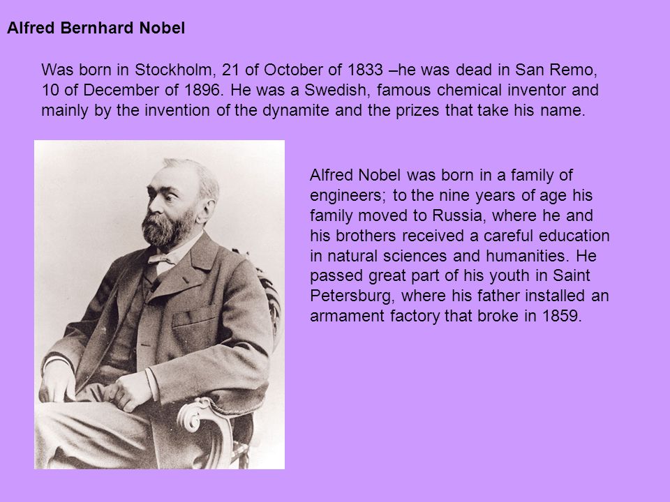 ALFRED NOBEL (1833-1896). - ppt video online download