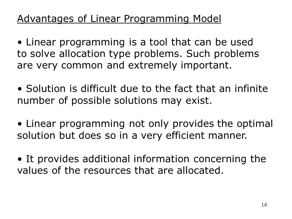 advantages and limitations of linear programming