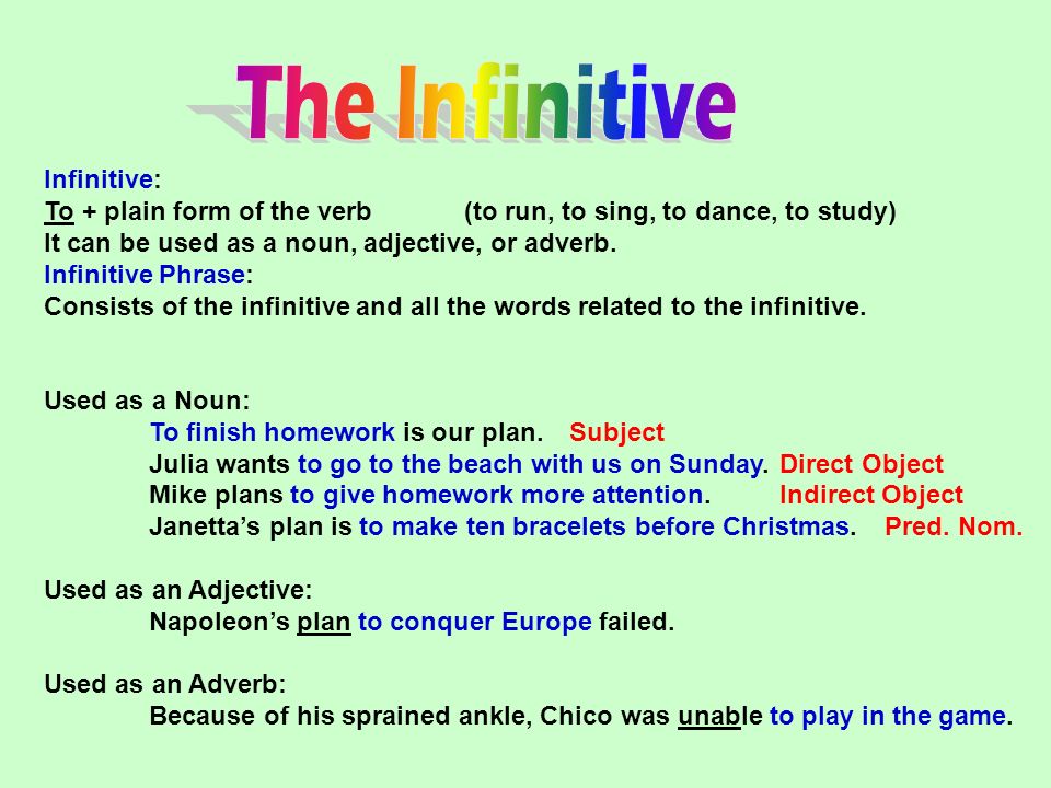 Infinitive example