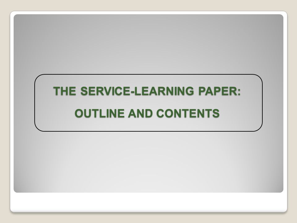 service learning paper outline