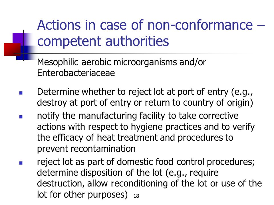 Actions in case of non-conformance – competent authorities