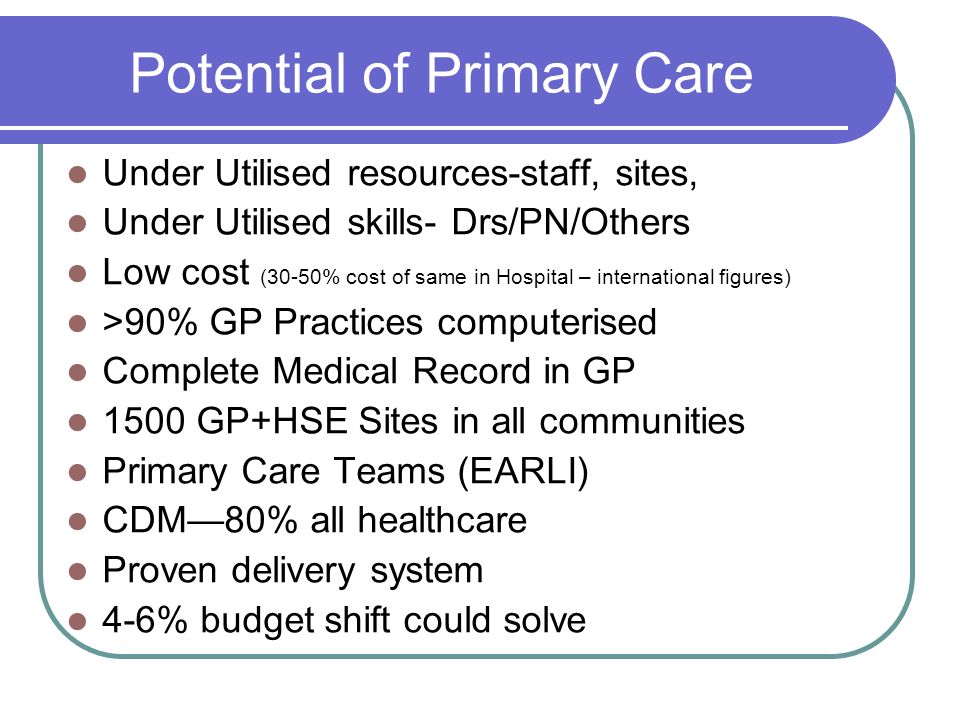 Potential of Primary Care