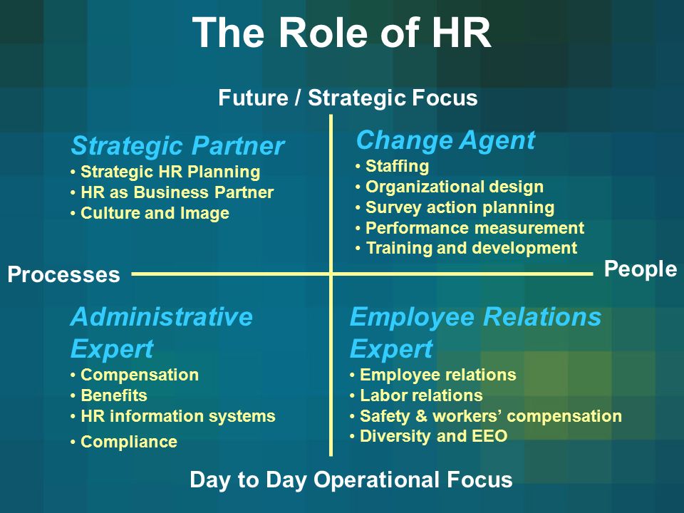 The Role of HR Change Agent Strategic Partner Administrative Expert.