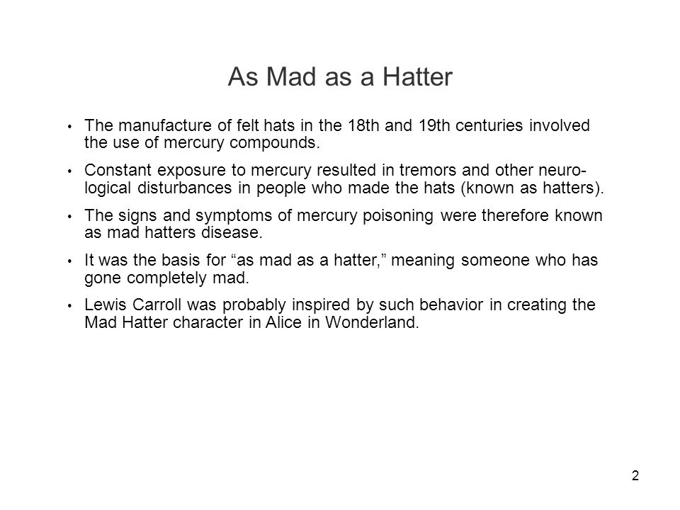 Mercury Poisoning and the Mad Hatter - ppt video online download
