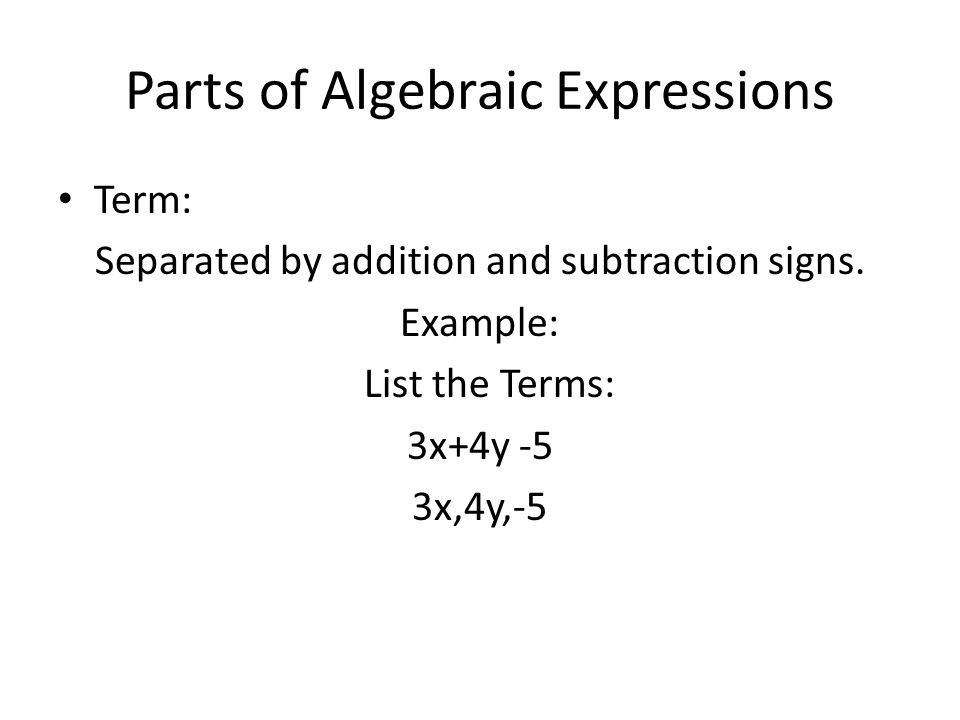 Parts of Algebraic Expressions