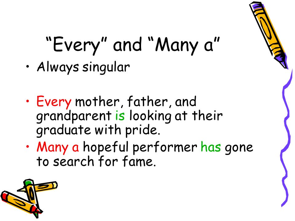 Every and Many a Always singular
