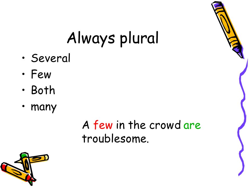 Always plural Several Few Both many