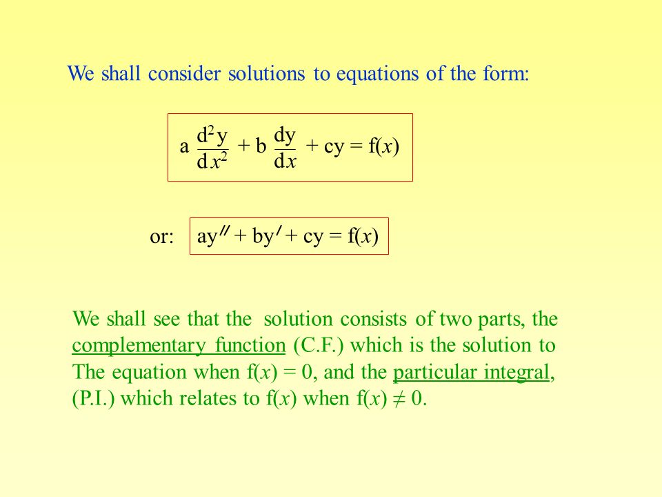 Second Order Linear Differential Equations Ppt Download