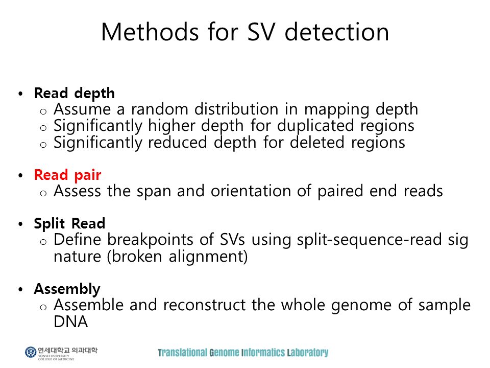 Methods for SV detection