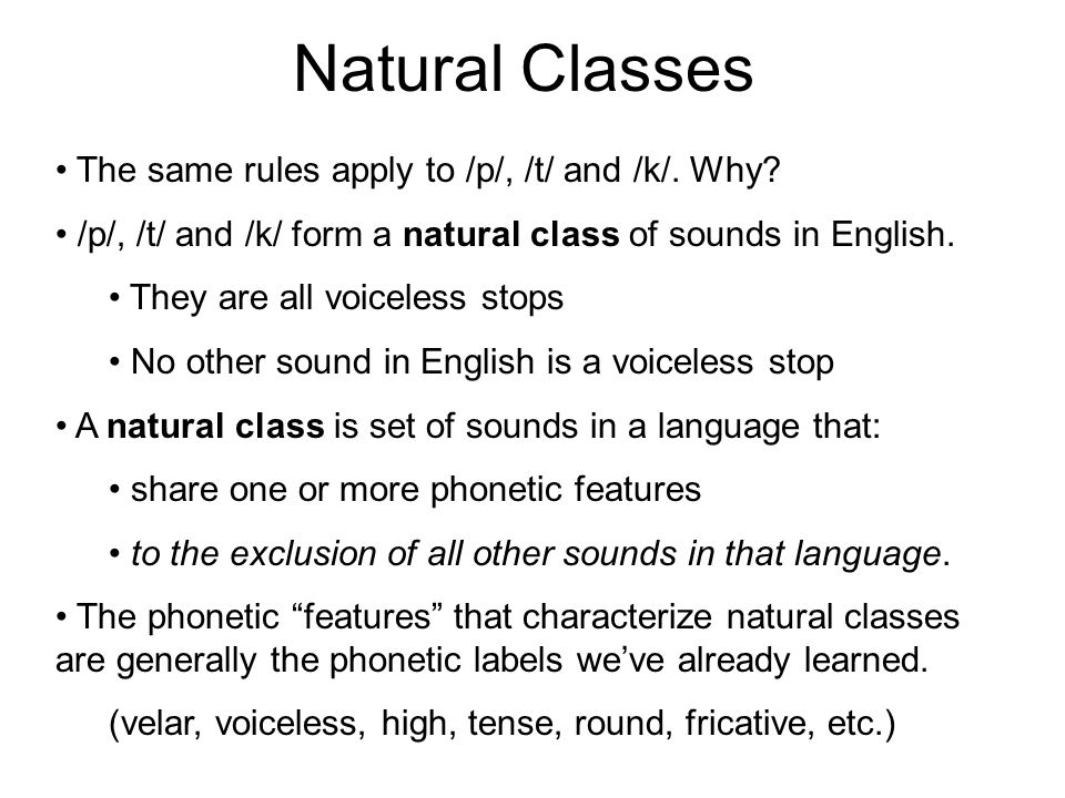 Natural Classes Of English Sounds Chart