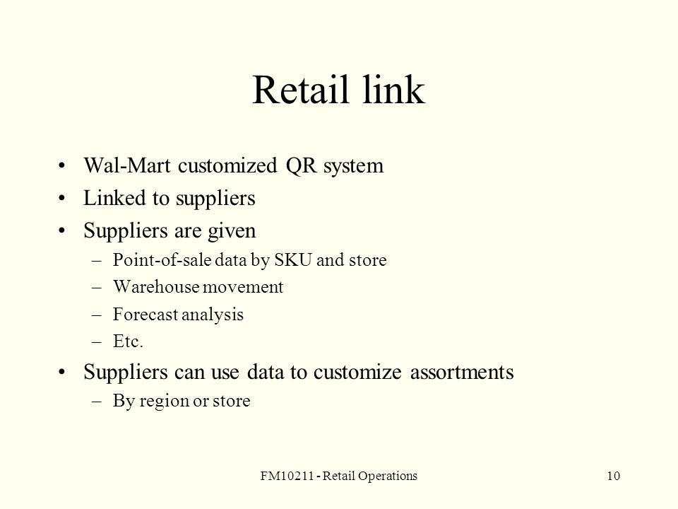 Retail link Wal-Mart customized QR system Linked to suppliers