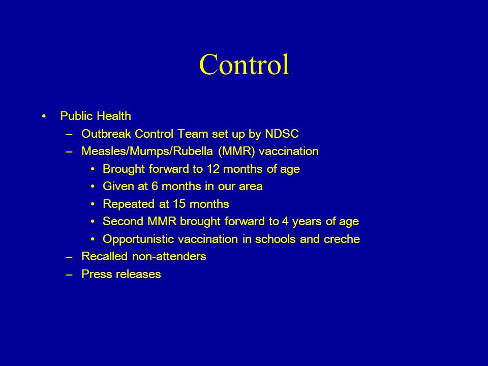 Control Public Health Outbreak Control Team set up by NDSC
