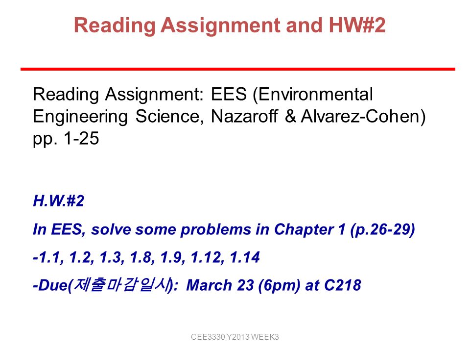 Reading Assignment and HW#2