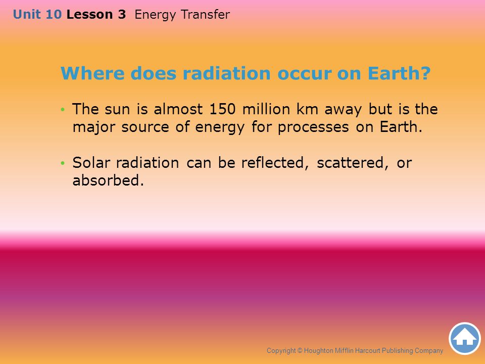 Where does radiation occur on Earth