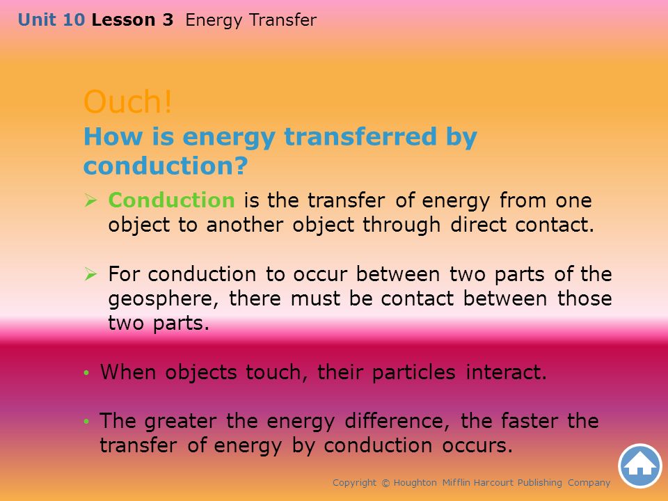 Ouch! How is energy transferred by conduction