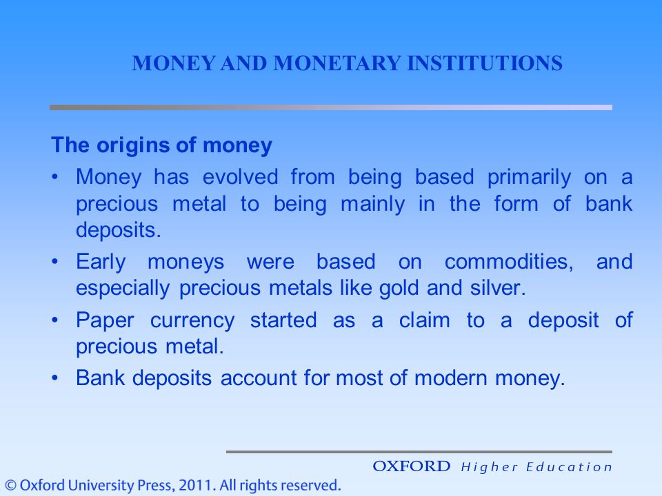 MONEY AND MONETARY INSTITUTIONS