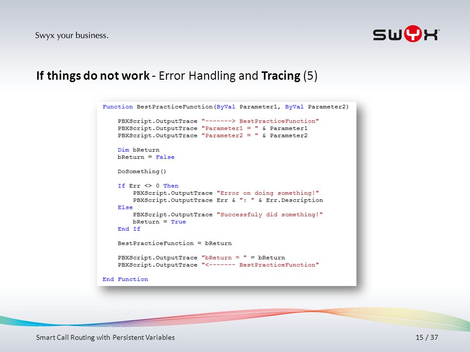 If things do not work - Error Handling and Tracing (5)