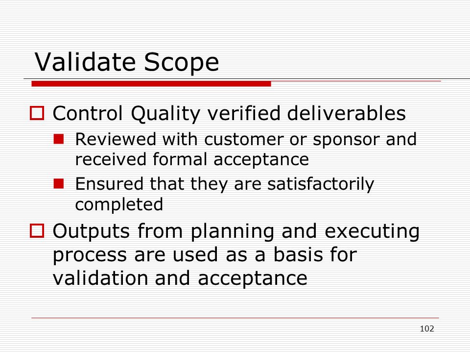 Validate Scope Control Quality verified deliverables