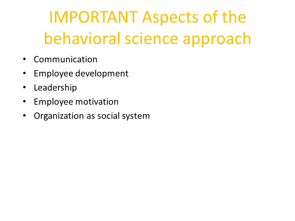 behavioral science approach to management ppt